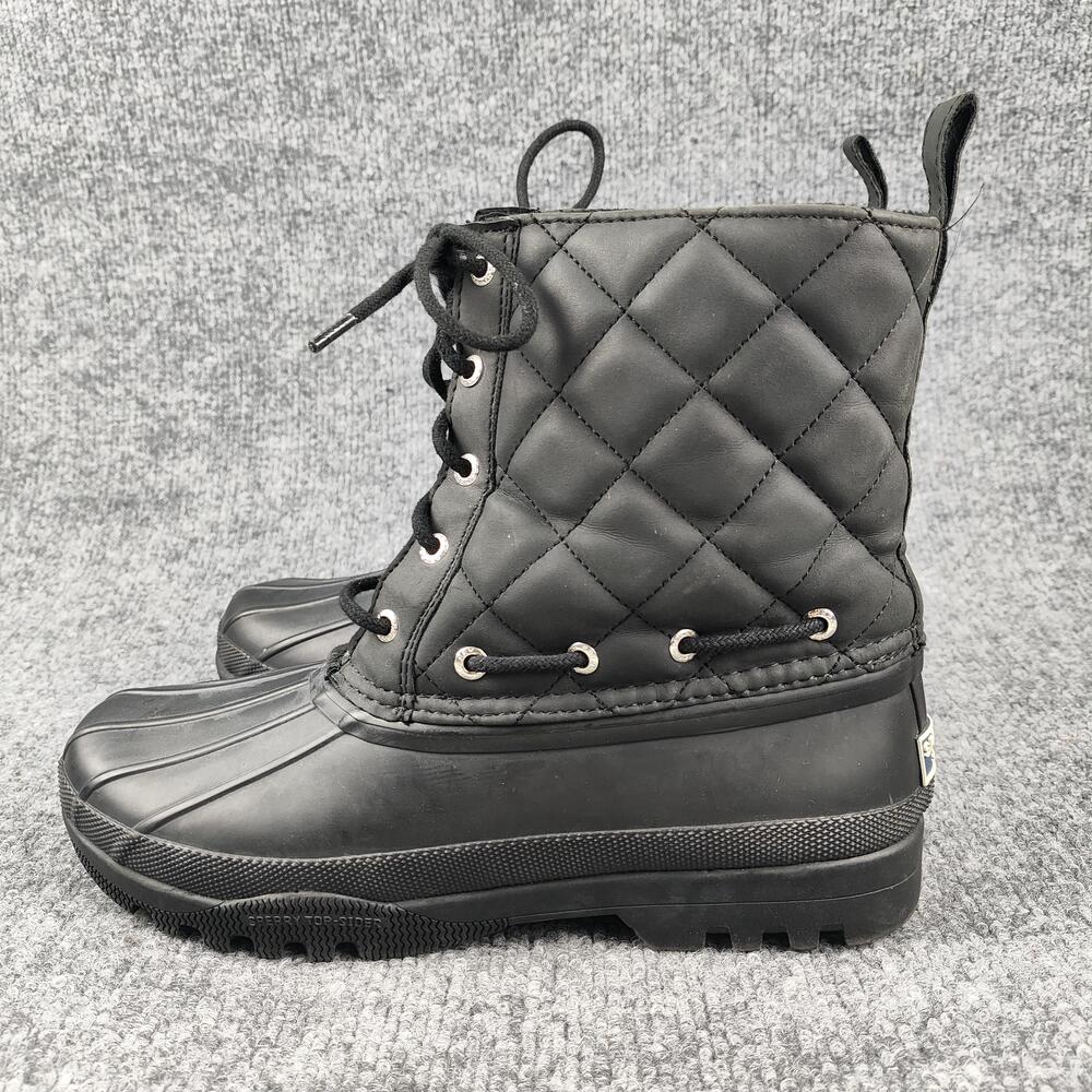 Sperry Boots Womens Size 8 Black Quilted Waterproof Duck Ankle Winter STS83693